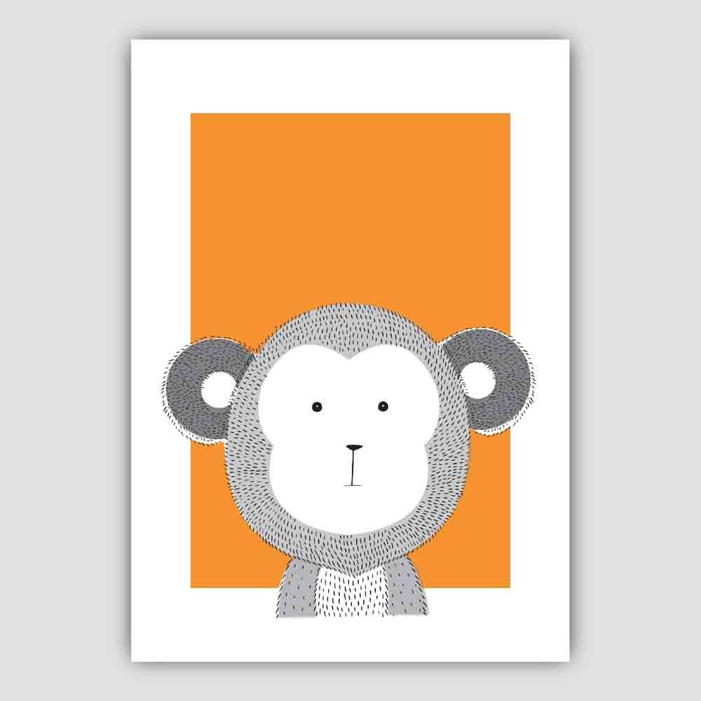 Monkey Sketch Style Nursery Orange Poster