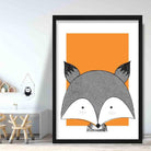 Fox Sketch Style Nursery Orange Poster