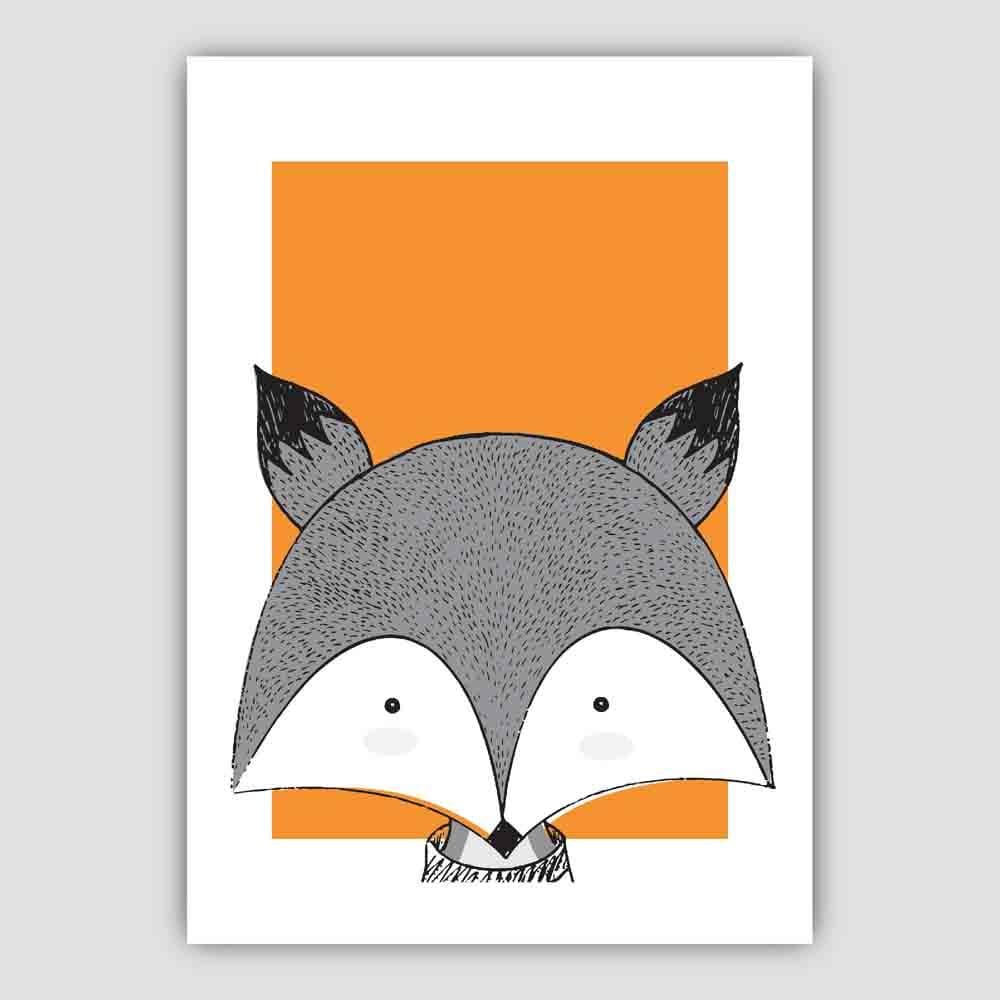Fox Sketch Style Nursery Orange Poster