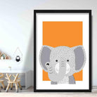 Elephant Sketch Style Nursery Orange Poster