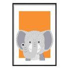 Elephant Sketch Style Nursery Orange Poster