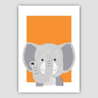 Elephant Sketch Style Nursery Orange Poster