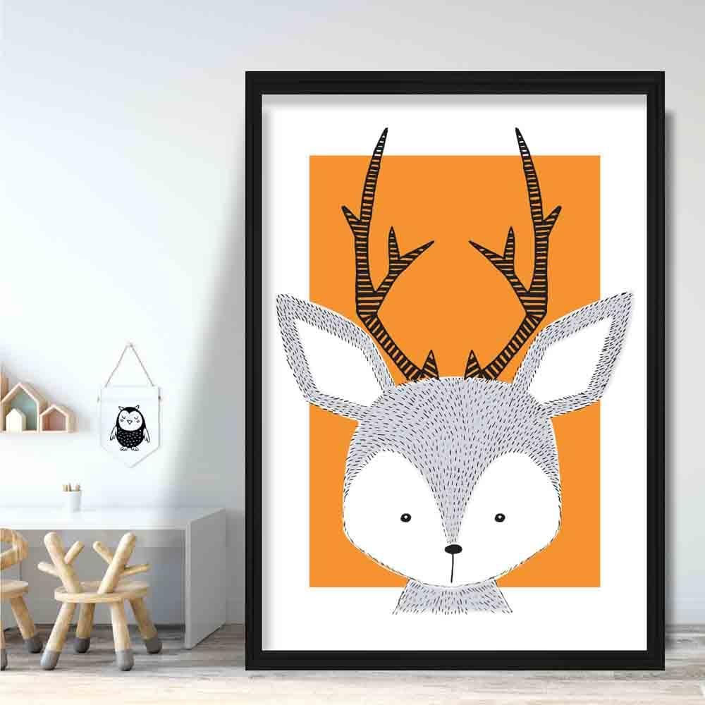 Deer Sketch Style Nursery Orange Poster