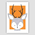 Deer Sketch Style Nursery Orange Poster