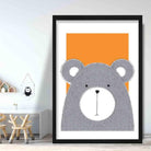 Bear Sketch Style Nursery Orange Poster
