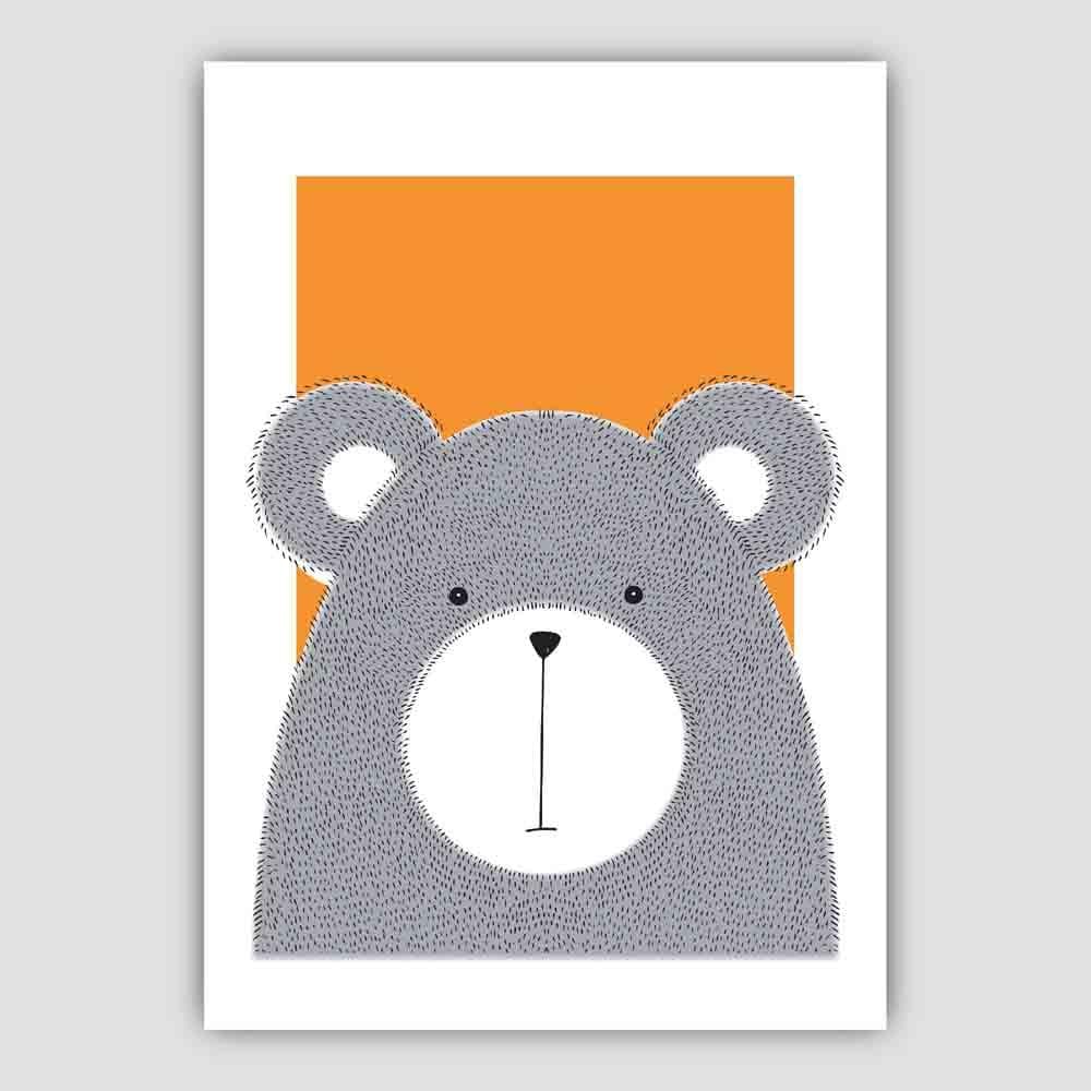 Bear Sketch Style Nursery Orange Poster