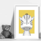 Zebra Sketch Style Nursery Yellow Poster