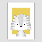 Tiger Sketch Style Nursery Yellow Poster