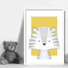 Tiger Sketch Style Nursery Yellow Poster