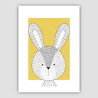 Rabbit Sketch Style Nursery Yellow Poster