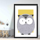 Owl Sketch Style Nursery Yellow Poster