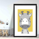 Giraffe Sketch Style Nursery Yellow Poster