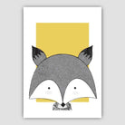 Fox Sketch Style Nursery Yellow Poster