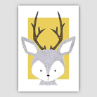 Deer Sketch Style Nursery Yellow Poster