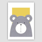 Bear Sketch Style Nursery Yellow Poster