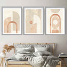 Geometric Line Art White and Beige 3 Piece Wall Art Prints
