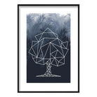 Geometric Tree with Navy Palms Art Print