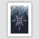 Geometric Star with Navy Palms Art Print