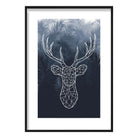 Geometric Stag Head with Navy Palms Art Print