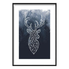 Stag Head with Navy Palms Geometric Art Print