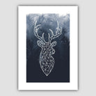 Stag Head with Navy Palms Geometric Art Print
