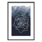 Geometric Rose Floral with Navy Palms Art Print
