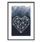 Geometric Love Heart with Navy Palms Art Print