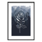 Geometric Floral Rose with Navy Palms Art Print