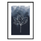 Geometric Peony Floral with Navy Palms Art Print