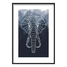Geometric Elephant Head with Navy Palms Art Print
