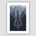 Geometric Elephant Head with Navy Palms Art Print