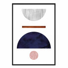 Geometric Abstract Navy Blue, Blush Pink and Copper No 4