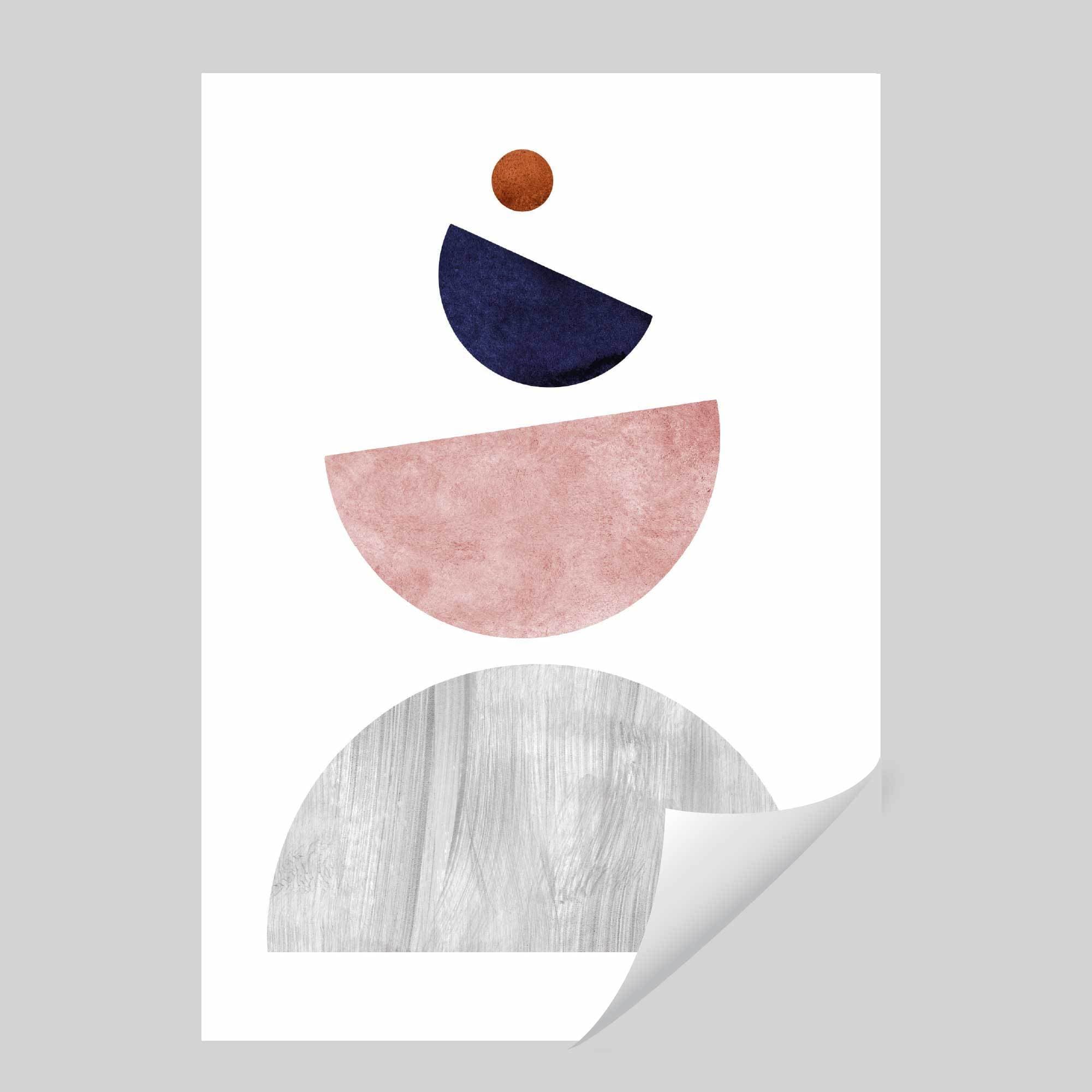 Geometric Abstract Navy Blue, Blush Pink and Copper No 3
