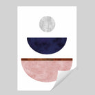 Geometric Abstract Navy Blue, Blush Pink and Copper No 2