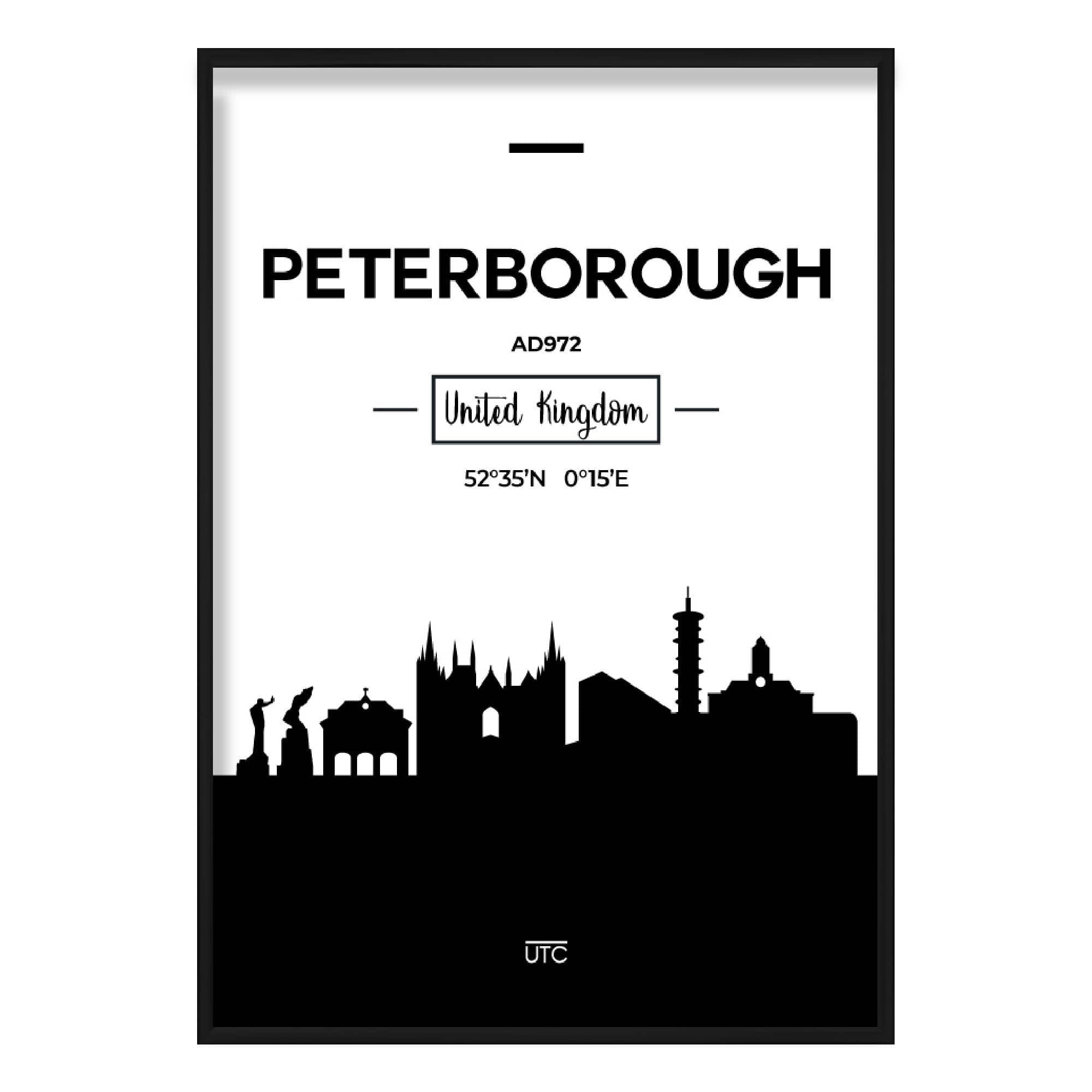 Peterborough City Skyline Cityscape Print
