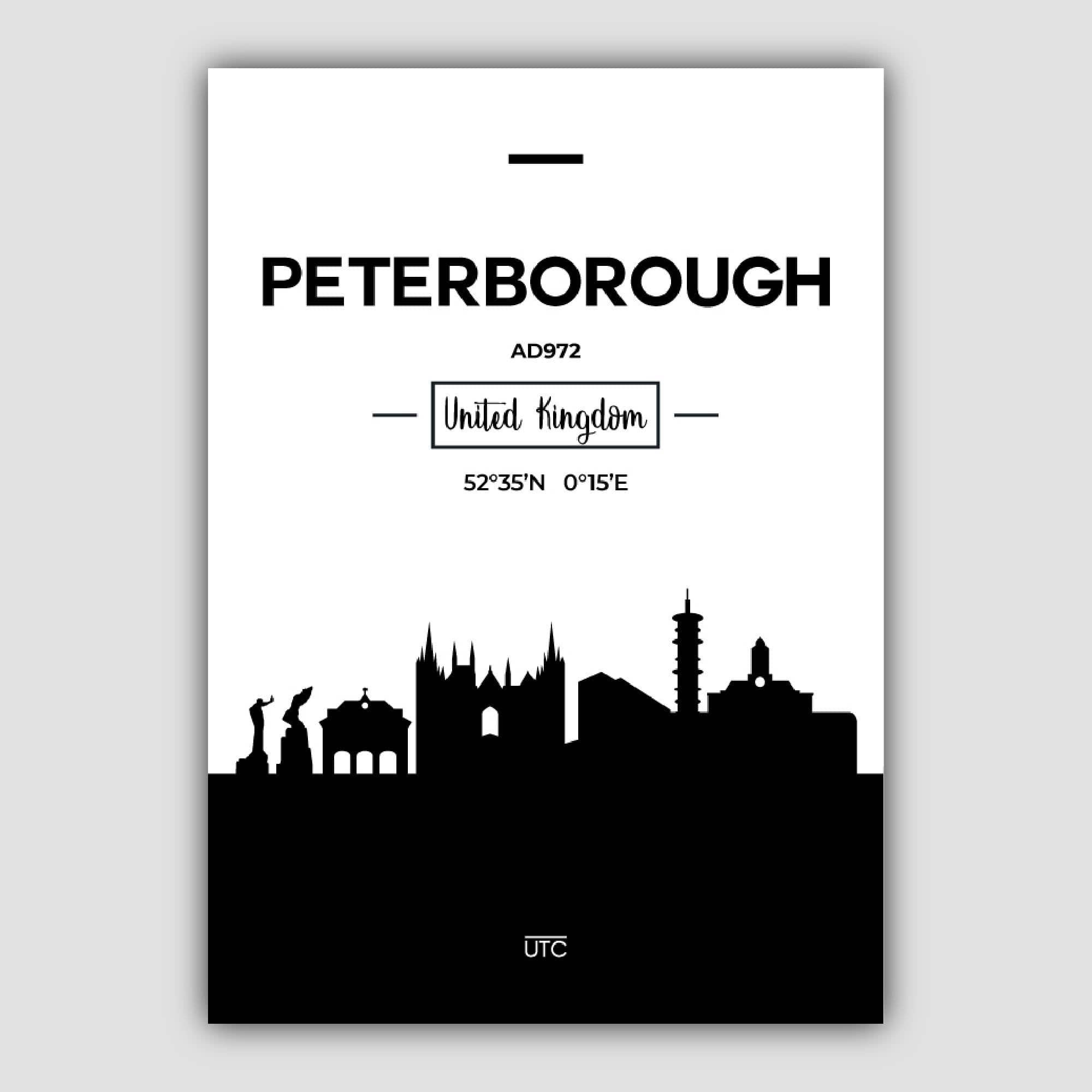Peterborough City Skyline Cityscape Print
