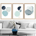 Abstract Winter Mood Aqua, Navy, Gold Art Prints