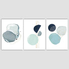 Abstract Winter Mood Aqua, Navy, Gold Art Prints
