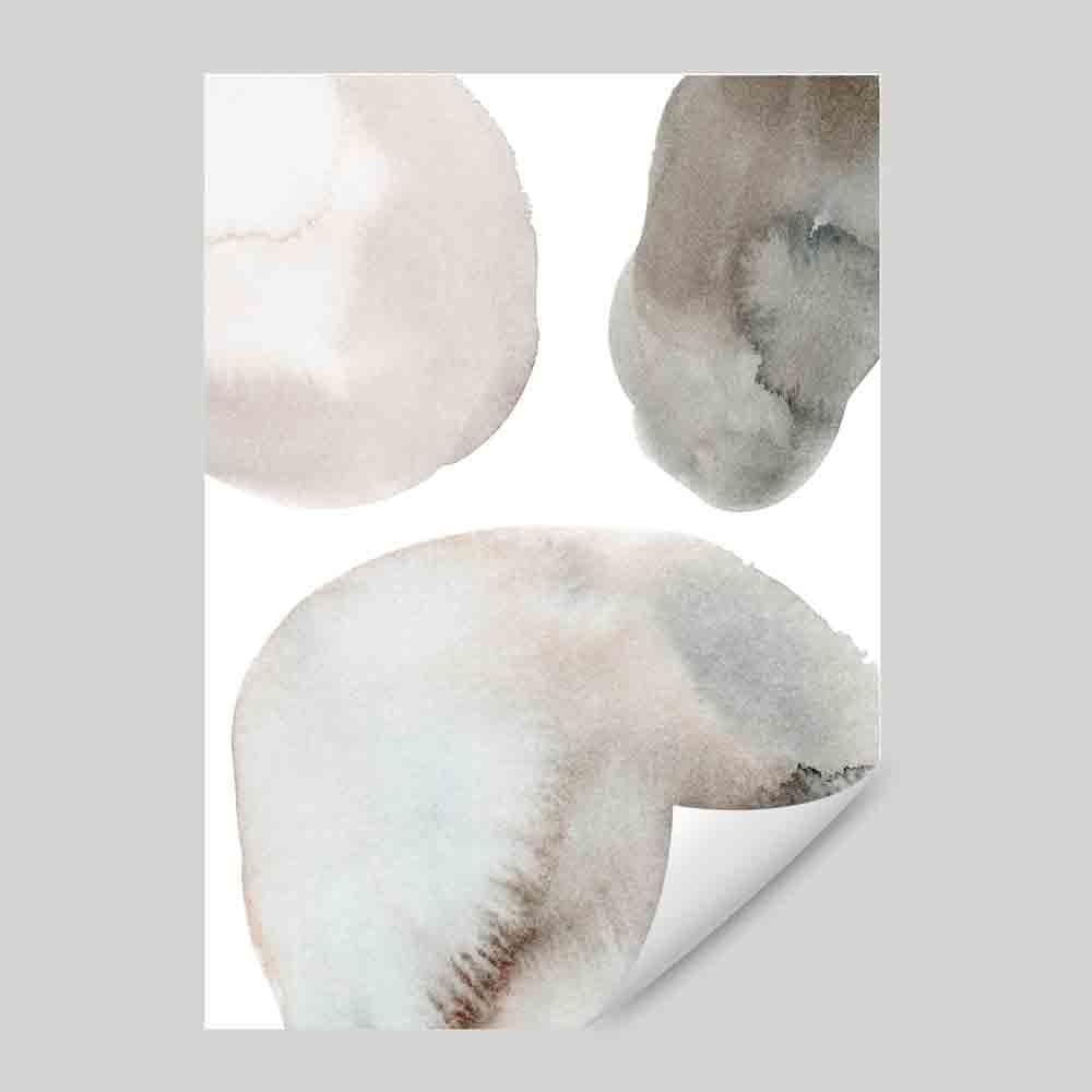 Beige and Grey Watercolour Shapes Art Print 01