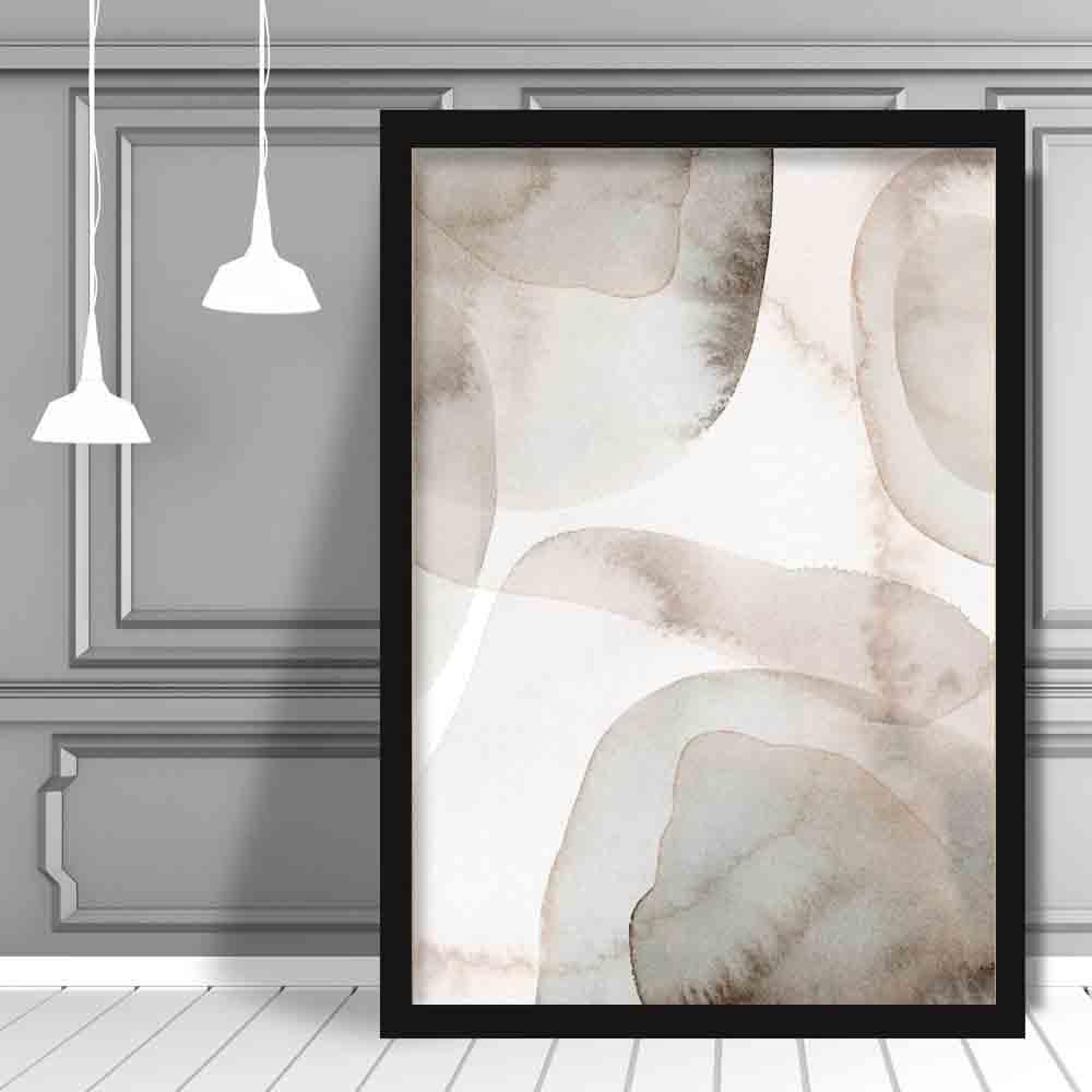 Beige and Grey Watercolour Shapes Art Print 02
