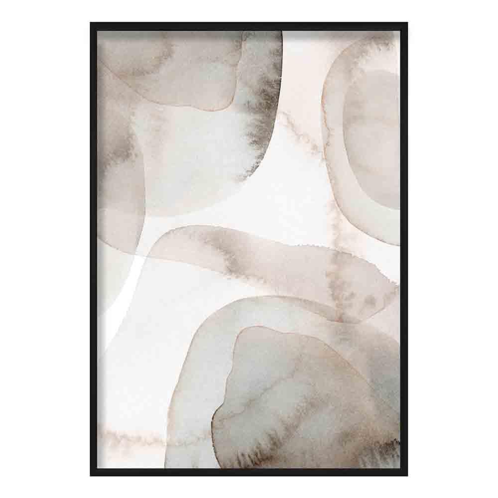 Beige and Grey Watercolour Shapes Art Print 02