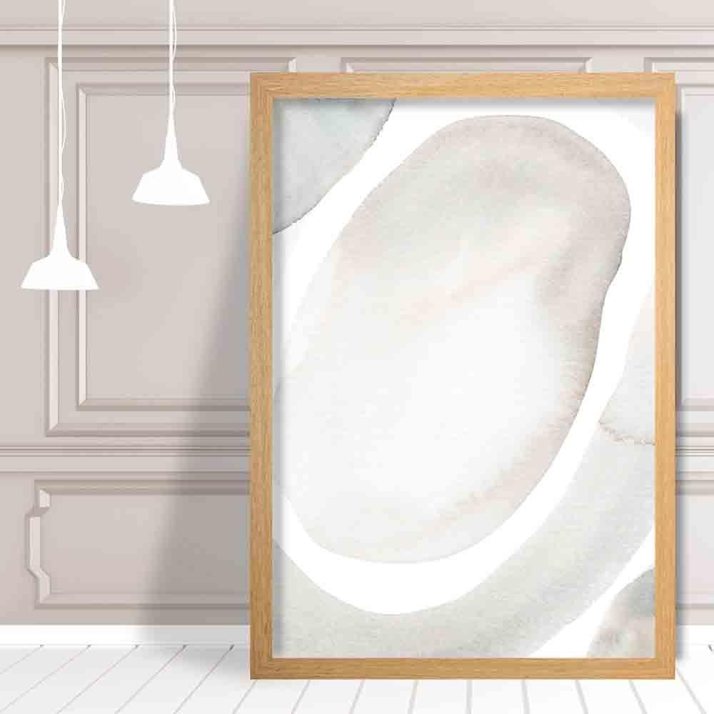 Beige and Grey Watercolour Shapes Art Print 03