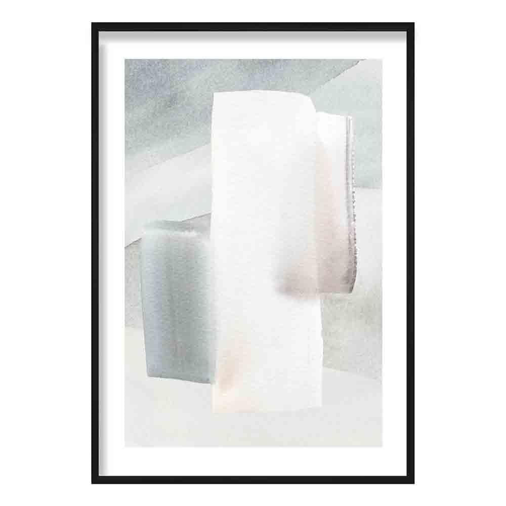 Watercolour Strokes Beige and Grey Art Print 01