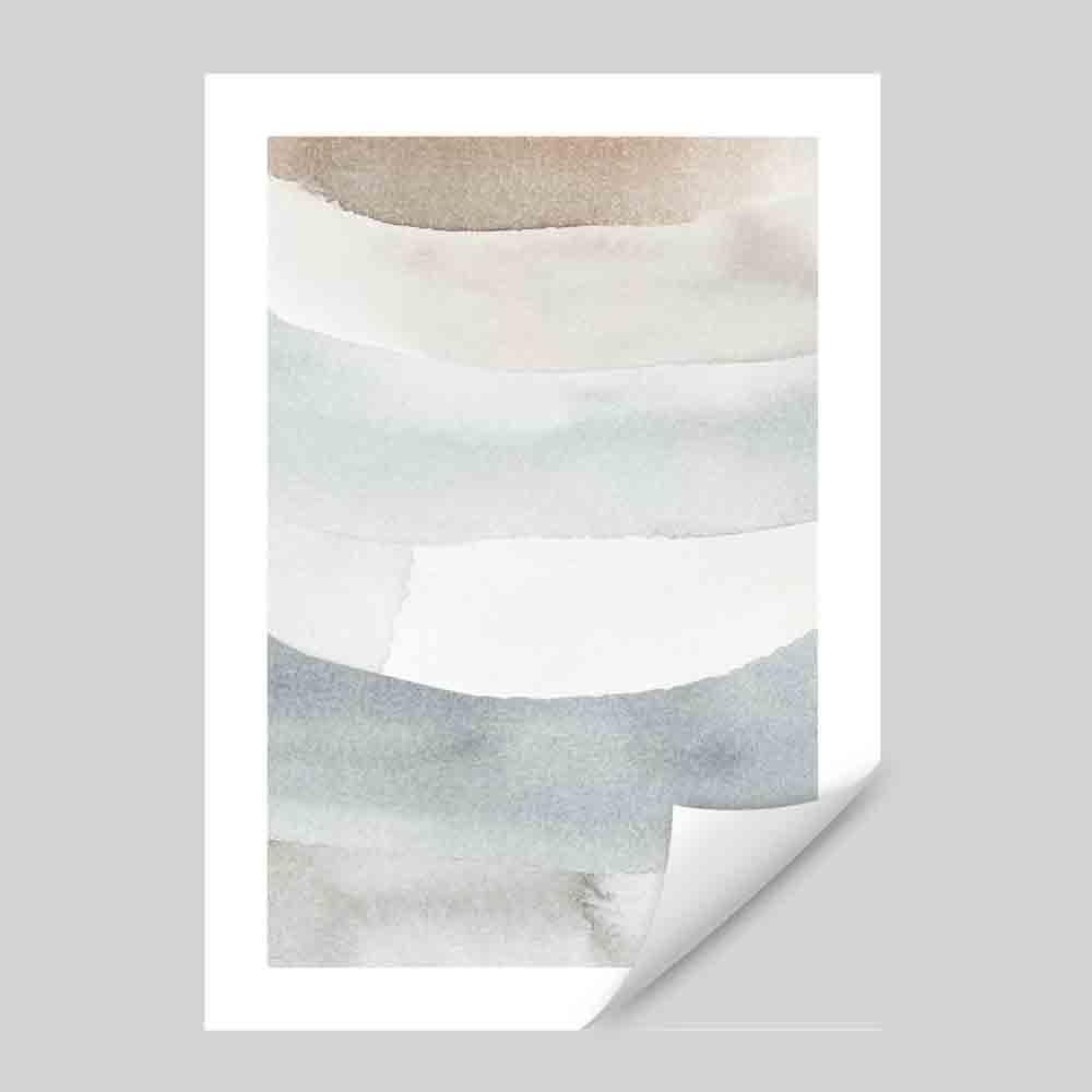 Watercolour Strokes Beige and Grey Art Print 03