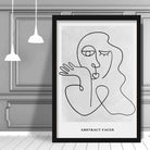 Grey Abstract Faces Wall Art Print 01