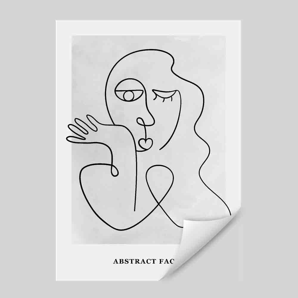 Grey Abstract Faces Wall Art Print 01