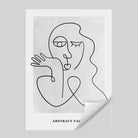 Grey Abstract Faces Wall Art Print 01
