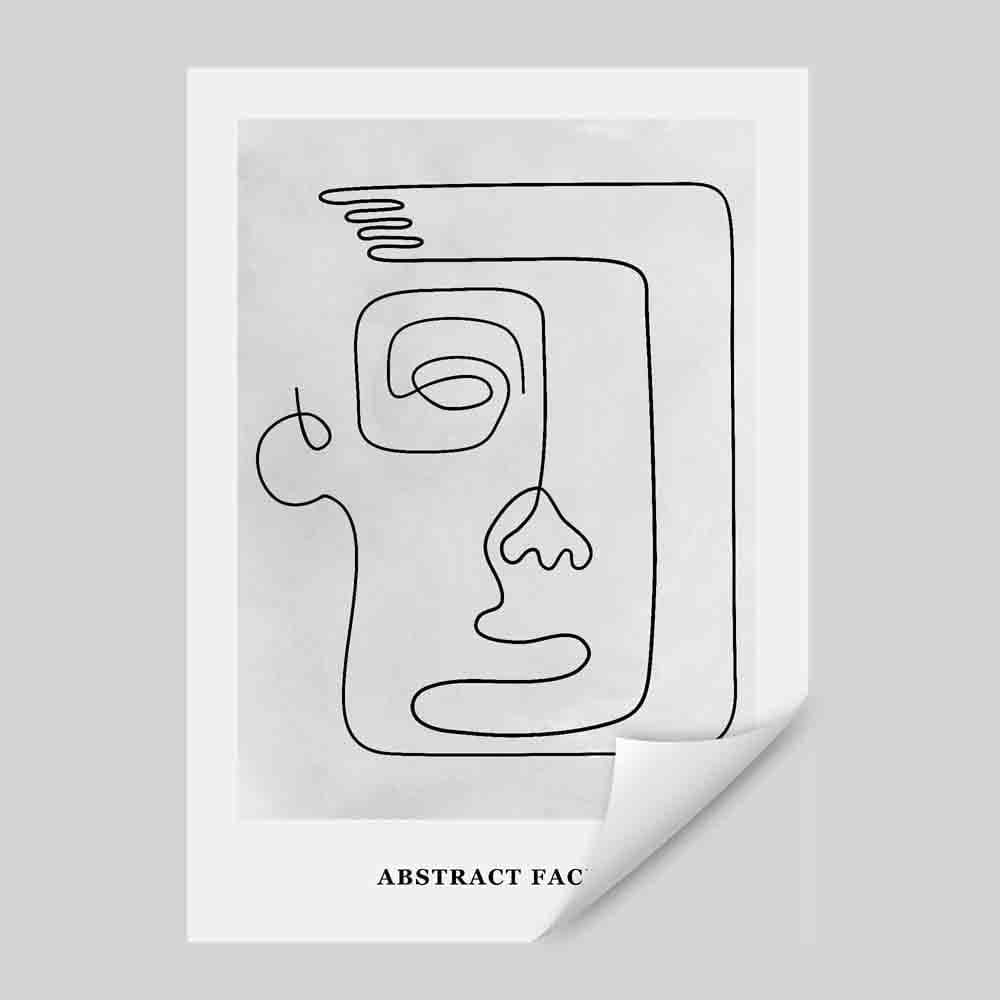 Grey Abstract Faces Wall Art Print 02