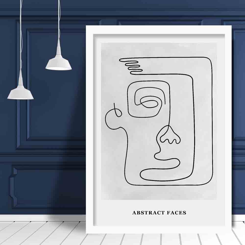 Grey Abstract Faces Wall Art Print 02