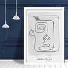 Grey Abstract Faces Wall Art Print 02